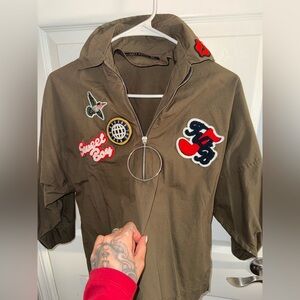 Zara Khaki Jacket with Zipper